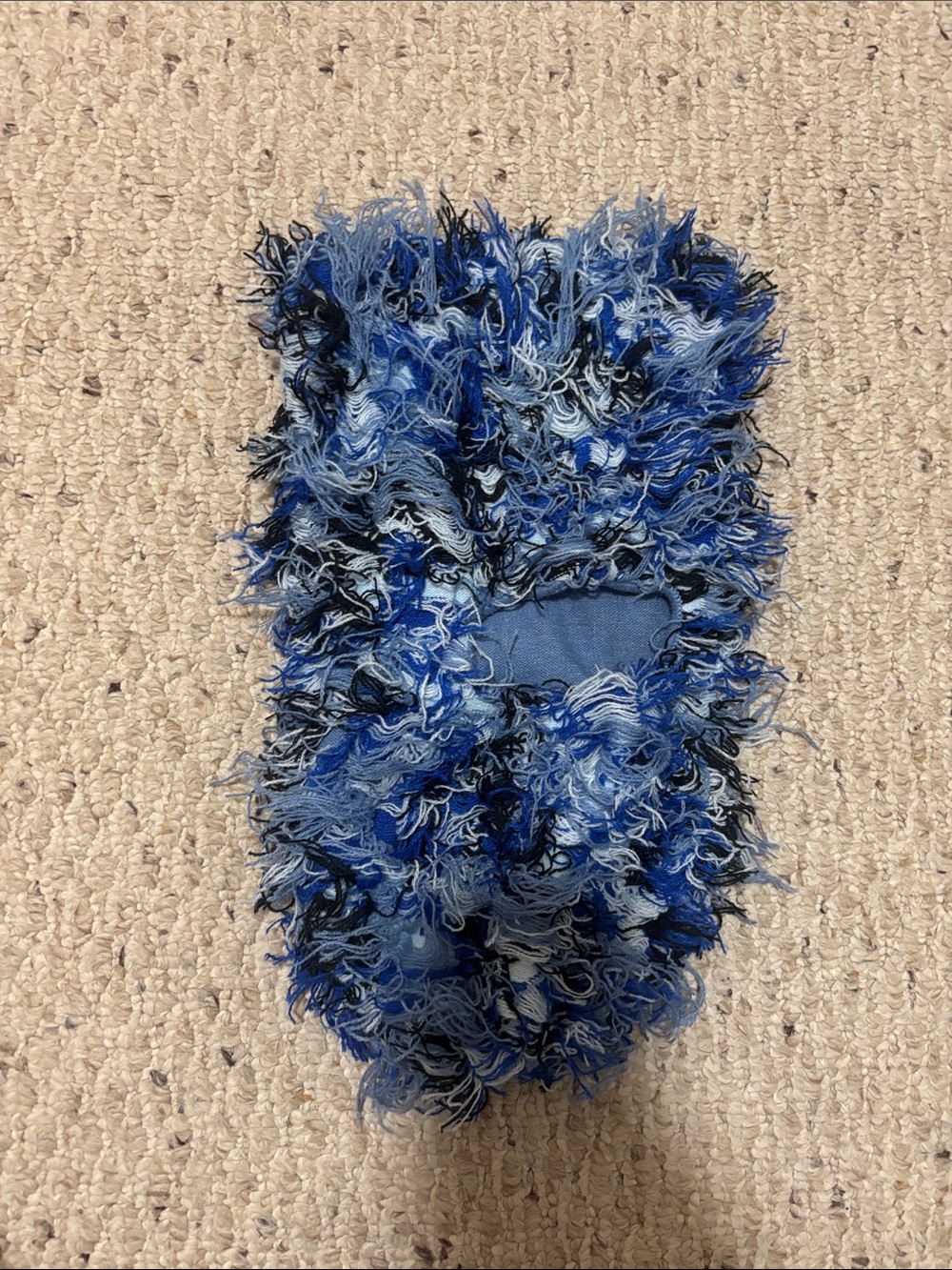 Blue Multi Shaggy Knit Ski Mask